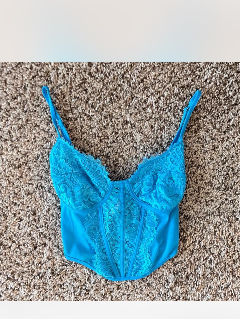 Princess Polly Teal Lace Bustier Crop Top